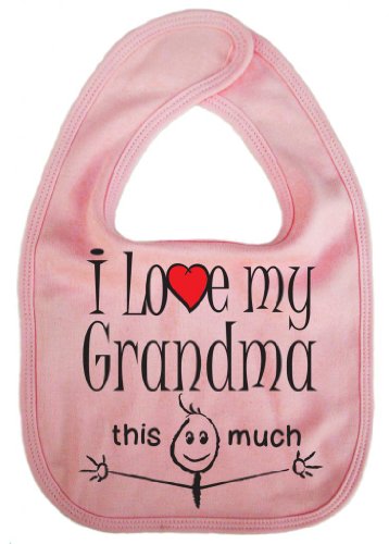 IiE, I love my Grandma this much, Unisex Feeding Bib, Pink