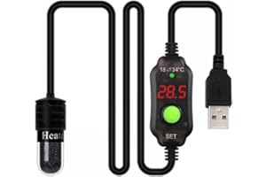 DONGKER Riscaldatore Acquario,10W Riscaldamento Mini USB per Acquari con Temperatura Regolabile da 18 a 34 ℃ Adatto per Serbatoio Pesce da sotto 3 Litri