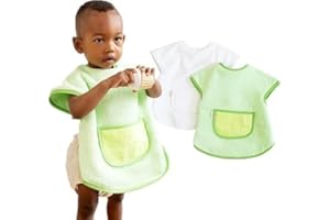 BUGALIN Babero con mangas impermeable | Baberos guarderia - Bebe BLW | Manga Corta | Fáciles de Poner | Tela Impermeable | Ideal para Comer y Pintar | Fabricados 100% en España