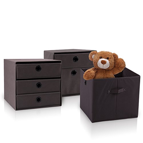 diMio SB3 Regaleinsatz mit 3 Schubladen in Creme / Beige – Regalfach Aufbewahrungsbox Schubladen Faltbox - 6