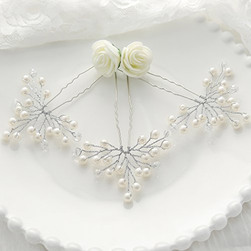 Aukmla Damen Haarschmuck, Brautschmuck, Haarnadeln, 3 Stück - 6