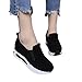 Produktbild Laufende Lässige Schuhe Frauen,Damen Mode Elegant Reise-Schuhe Zunehmende Wedges Thick Bottom Schuhe Britischen Stil Vier Jahreszeiten Wildleder Sportschuhe (CN:38/EU:37, Schwarz)