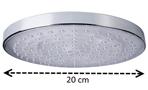 Große LED Duschkopf ca. 20 cm Rund STAR-LINE® – 7 Farben Bunte Farbwechsel Regenbogen – Farbwechsel Geeignet für Zuhause und Hotel Leuchtet Bunt und nicht Einzelne Farben !! - 4
