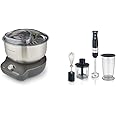 Morphy Richards 400520 MixStar The Easy To Use, Easy To Store, Space Saving Innovative Stand Mixer Stainless Steel & 402061 Total Control Hand Blender, Grey