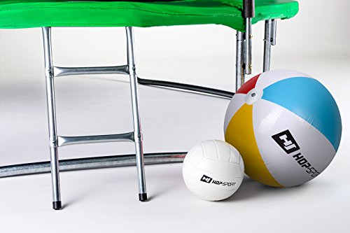 Hop-Sport Gartentrampolin 244, 305, 366, 430, 490 cm Komplettset inkl. Außennetz Leiter Wetterplane Bodenhaken Grün - 4