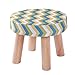 Produktbild HZTWS Sofa hocker Home Fashion kreative Erwachsene Kinder 4 Beine massivholz hocker geeignet for Wohnzimmer Schlafzimmer (Color : Yellow Blue)