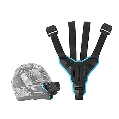 Telesin Sangle de Casque de Moto Support de Fixation Avant Menton pour GoPro Hero 2018/6/5/4/3, Session, SJCAM, Akaso, Campark, Polaroid, YI Action Camera Support de Casque courbé