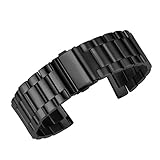 Autulet 22mm Herren Edelstahl Uhrenarmband Herren Schwarz