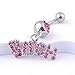 ELENXS Rhinestone LETTER Pendant Body Jewelry Barbell Belly Button Navel Ring Bar Piercing Pink