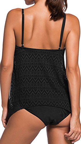 TDOLAH Damen Welle Spitze Bikini-Set Tankini Top mit Slip Strand Bademode - 7