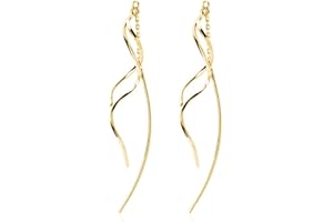 SLUYNZ 925 Argento Curva Infila Orecchini Catena per le donne Ragazze Adolescenti Penzolare Onda Orecchini Nappa