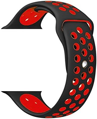 For Apple Watch Sport Band, Soft Silicone Quick Release Replacement Strap for Apple iWatch Series 1 Series 2 ZONEYILA (M/L 38mm, Black+Red)