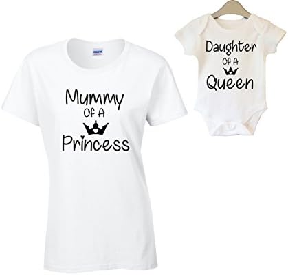 Harvey Williams Mother and Daughter Matching T-Shirt and Vest Women Kids New Born Gift Baby Shower (Large &amp; New Born, Design 1)