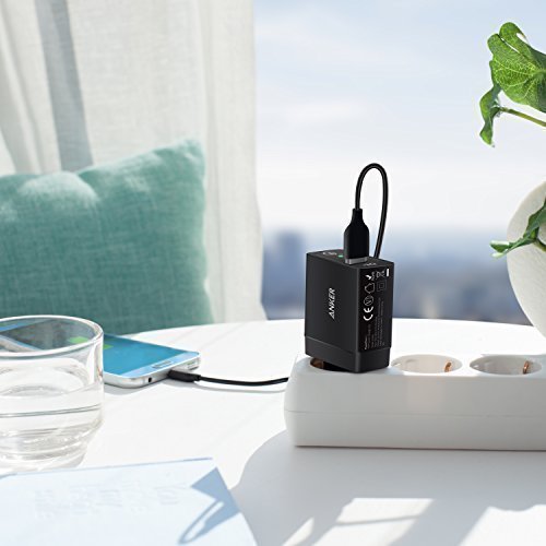 Anker PowerPort+1 18W USB Ladegerät mit Quick Charge 3.0 und Power IQ + 0.9m Micro USB Kabel für Galaxy S7 / S6 / Edge / Plus, Note 5 / 4, LG G4, HTC One A9 / M9, Nexus 6, iPhone, iPad und weitere (Schwarz) - 5