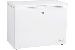 Beko CF316EWN Gefriertruhe, Kühltruhe, 308 l Nutzvolumen, 1 Gefriergutkorb, Temperaturalarm, Transportrollen, LED-Anzeigesystem, 40 db(A), in unbeheizten Räumen nutzbar, Weiß