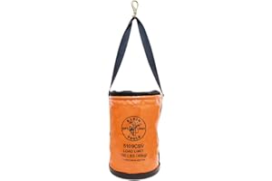 KLEIN TOOLS 5109CSV Tool Bucket, Top Closing Vinyl Lineman Bucket with Swivel Snap and Web Handle, 30 cm, 45 kg Load Rated Tool Holder