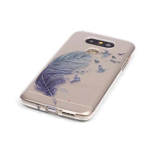 KSHOP Case Cover TPU Silikon Hülle für LG G5 Taschen Schale Schutzhülle Etui dünn kratzfeste stoßdämpfende – Grau Feder - 3