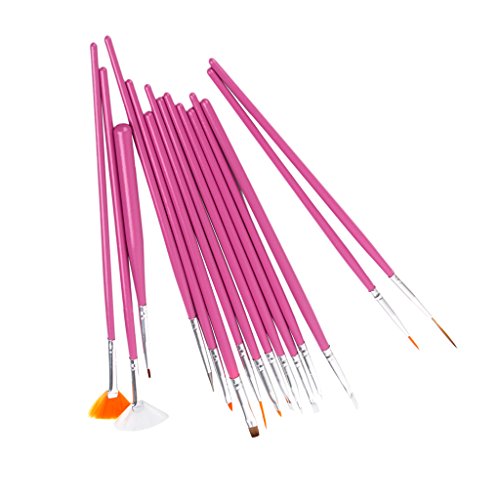 1 X 15 x Nagel Kunst Malerei Pen / Pinsel Set – Pink - 4