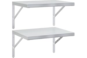 vidaXL Estantes de Pared 2 uds Acero Inoxidable Plateado 50x40 cm, Estante Flotante, Estante Flotante de Pared, Estante de Cuarto de Servicio