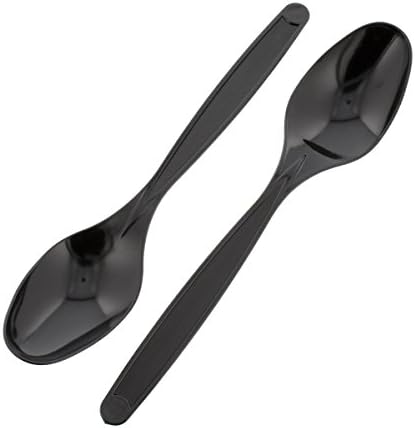 80 X Disposable Deluxe Strong Black Plastic Party BBQ Spoons