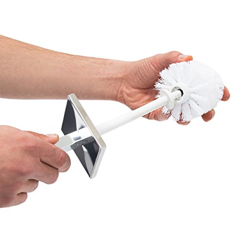 Relaxdays WC-Garnitur Edelstahl matt H x B x T: ca. 73 x 21,5 x 27,5 cm eckige WC Standgarnitur im modernen Design mit Toilettenpapierhalter und WC-Bürste im hygienischen Kunststoffbehälter, schwarz - 5