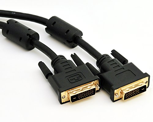 RHOMBUTECH® – 1m Premium DVI zu DVI Kabel / Dual Link DVI-D 24+1 / vergoldete Kontakte / HDTV Auflösungen bis 2560×1600 / 2x Ferritkern für eine absolut störungsfreie Übertragung / OFC Kupferleiter / x.v.Color - 2