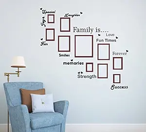 Wallstick Vinyl Family Hanging Photo Frame with Quotes Wallsticker (100Cm X 105 cm, Multicolor) (69-3323)