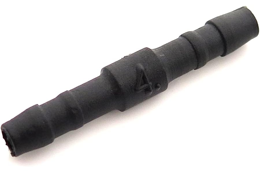 227s 4mm Straight Hose Connectors To Join Water, Fuel & Breather Pipes - Resistant to Fuels, Oils & Coolant - For Use Between -30C & 140C - Nylon PA66 - Black - 5 Pack