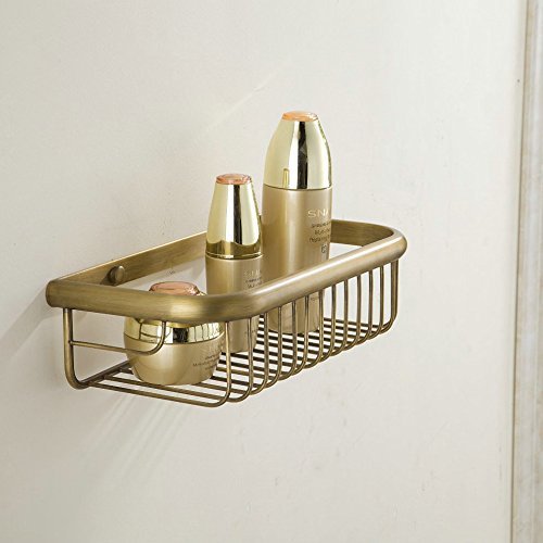 Hiendure® 30cm Messing Wandhalterung Duschkörbe Badezimmer Bad Dusche Korb Regal, Antikmessing