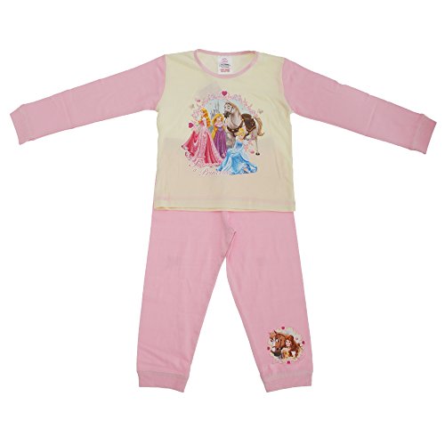 Disney Princess Kids Girls Forever A Princess Long Sleeve Top & Bottoms Pyjama Set (2-3 Years) (Pale Yellow/Pink)