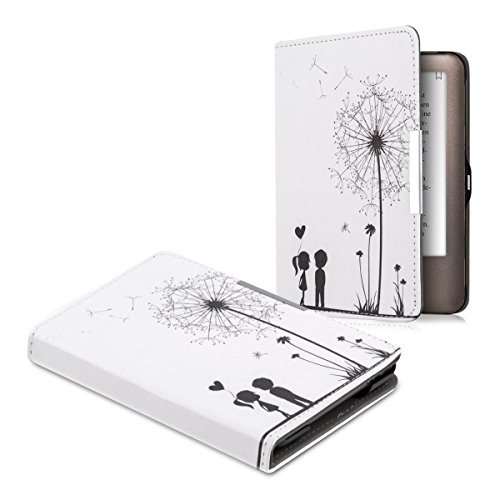 kwmobile Hülle für Tolino Shine / Page – Flipcover Case eReader Schutzhülle – Bookstyle Klapphülle Pusteblume Love Design Schwarz Weiß - 5