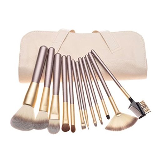 Tenn Well 12-tlgs Pinsel Make-up Set (Weisse , Kosmetik Pinsel Tasche)
