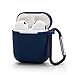 Produktbild Amazegoods Schutzhülle Apple AirPods 1-2 kompatibel [Ultra Dünn 1,4mm] unterstützt kabelloses Laden [Rutsch und Stoßfest] Silikonhülle [inkl Karabiner] Slim-Case Kratzfest [Passgenaue Form] Blau