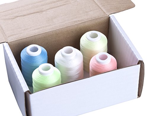 Simthreads Polyester Leuchten im Dunkeln Stickgarn, 5 Farben/pack – für Brother Babylock Janome Singer Stickereimaschine (500 meter) - 2