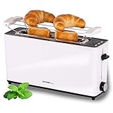 TZS First Austria - 2 Scheiben Langschlitztoaster Toaster mit Nachhabe-Funktion, Cool-Touch Gehäuse, integrierter Brötchenaufsatz, Krümelschublade, Sandwichtoast geeignet, Langschlitz-Toaster, weiß TZS First Austria - 2 Scheiben Langschlitztoaster Toaster mit Nachhabe-Funktion, Cool-Touch Gehäuse, integrierter Brötchenaufsatz, Krümelschublade, Sandwichtoast geeignet, Langschlitz-Toaster, weiß