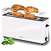 Produktbild TZS First Austria - 2 Scheiben Langschlitztoaster Toaster mit Nachhabe-Funktion, Cool-Touch Gehäuse, integrierter Brötchenaufsatz, Krümelschublade, Sandwichtoast geeignet, Langschlitz-Toaster, weiß