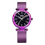 QYQ Quarzuhr der Frauen leuchtende Geschäfts-beiläufige Art- und Weiseklassische Uhr Wasserdichte 30 Meter Stahlgürtel (Farbe : 1244PK)