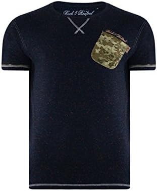 Mens Rock &amp; Revival Short Sleeve Crew Neck T-Shirt With Speckle Design &amp; Camo Printed Pocket Detail. Style - Newton (R707140C) Colour - Navy Speckle. Size - X large