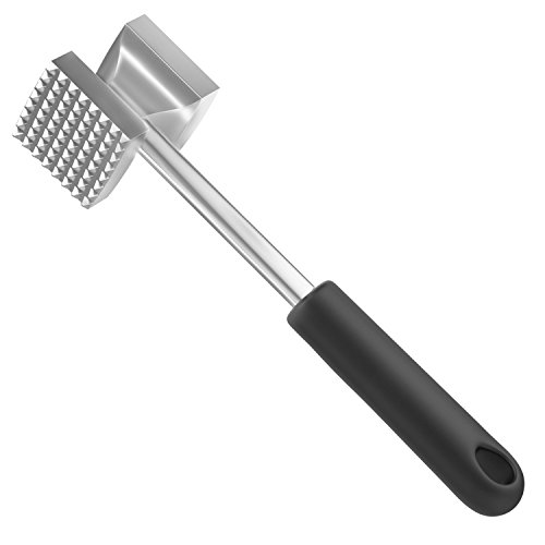 Nuovoware Fleischhammer, Premium Aluminum alloy Fleisch Hammer Fleischklopfer Küchenhelfer für Huhn, Rindfleisch und Schweinefleisch mit zwei Bearbeitungsflächen, Silber