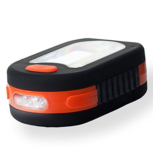 LED Lampe 3W COB + 3LEDs Arbeitslampe Magnet Handleuchte Werkstattlampe Taschenlampe Haken inkl. Batterien - 2