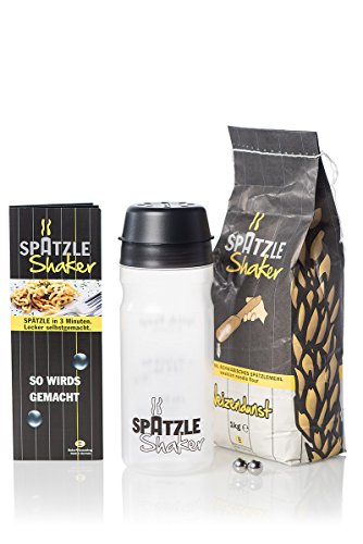 Geschenkset Spätzle-Shaker mit 2-Portionen-Spätzle-Shaker in anthrazit + 1kg Weizenspätzlemehl
