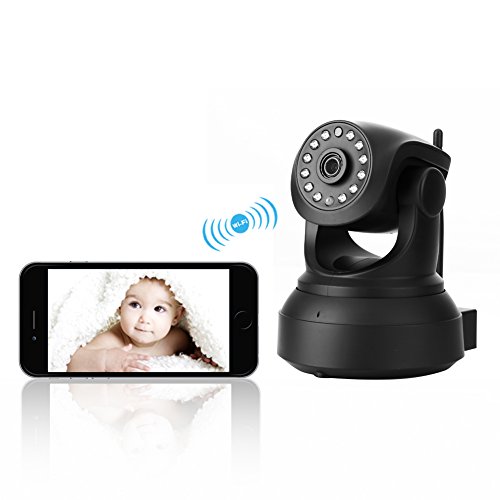 Preisvergleich Produktbild Wireless IP Kamera Netzwerk Indoor Überwachungskamera INKERSCOOP WiFi Sicherheitskamera, dreh- und schwenkbare HD Pan&Tilt Überwachungskamera mit MicroSD-Kartenslot (max.128GB), Baby / Haustier Monitor mit Nachtsicht und Bewegungserkennung, mit deutscher kostenlos APP / Support, Schwarz