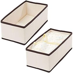 mDesign Corbeille de Rangement en propylène (Lot de 4) - Module de Rangement rectangulaire pour Soutiens-Gorges, sous-vêtements, Chaussettes, etc. - Box de Stockage pour Jouets - crème/Brun