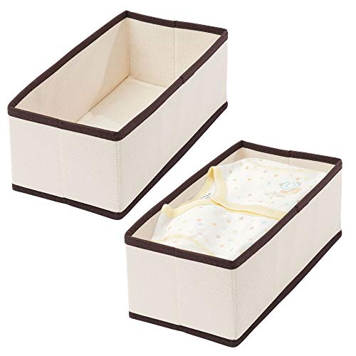 mDesign Corbeille de Rangement en propylène (Lot de 4) - Module de Rangement rectangulaire pour Soutiens-Gorges, sous-vêtements, Chaussettes, etc. - Box de Stockage pour Jouets - crème/Brun