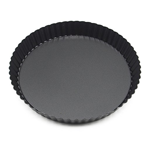 ONLYEUDORA Quicheform mit hebeboden gute Antihaftbeschichtung Rund Pizza Backblech für Pizza, Kuchen, Dessert 23 CM schwarz - 2