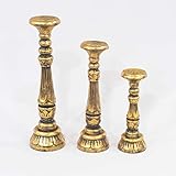 Madera Rococo Candelabros Saphire de Madera y Oro envejecio, Pequeño