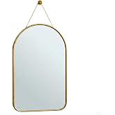 DEİNHAUS Dekoratif Duvar Aynası, 23x40 cm, İnce GoldMetal &Ccedil;er&ccedil;eve, Kemer Tasarım, Sarı Askı İpli, Modern Stil, Antre ve Banyo