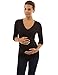 PattyBoutik Mama V Neck Crossover Empire Waist Ruched Maternity Nursing Tunic Knit Top (Black 16)