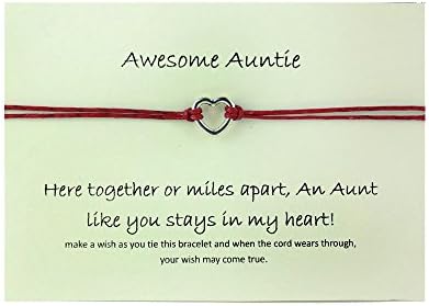 TrendsMe Best Friend/Sisters/Birthday/MUM Wish Bracelet Tibetan Charm Personalised Gift[Awesome Auntie,Red]