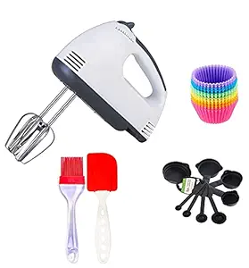 PAXTON SALESHand Mixer and Blenders Hand Blender with 7 Speed Control & Detachable Stainless-Steel Finish Beater & Whisker Popular Combo Measuring Cups, Spatula,Brush,6 pcs Silicone Muffin Cup